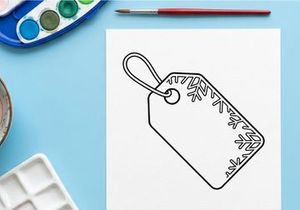 Blankes Geschenkanhänger mit Schneeflocken-Randillustration