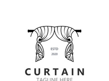 Curtain logo decoration style minimalist elegant vector design illustration