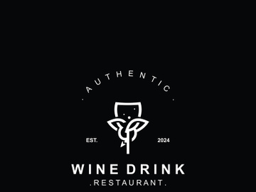 Wine drink Vintage logo label with glass or beer premium, bars, clubs, cafes company preview picture