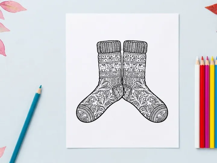 Pair of cozy knitted Christmas socks with snowflake patterns for festive holiday gifting