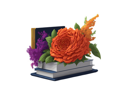 Vector Illustration Books decorated by flowers