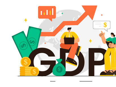 10 GDP or Gross Domestic Product Illustration