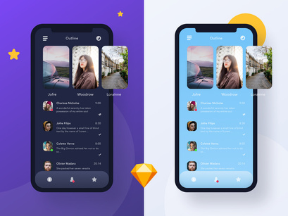 Outline Day and Night mode UI Kit