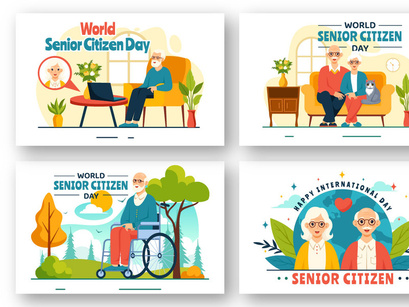 10 World Senior Citizen Day Illustration