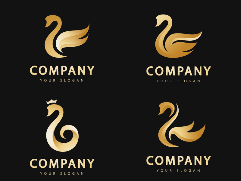 Golden swan abstract logo vector template