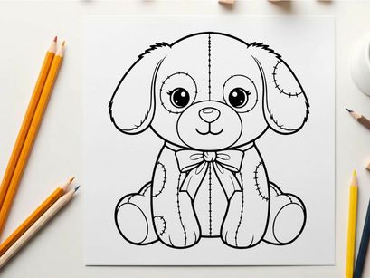 Cute puppy bow tie sitting vector illustration flat design
