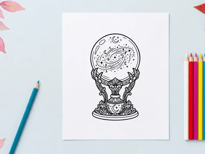 Globe antik dengan tanda zodiak dan tokoh mitologi. Instrumen astronomi kuno dengan rasi bintang dan ukiran dekoratif.