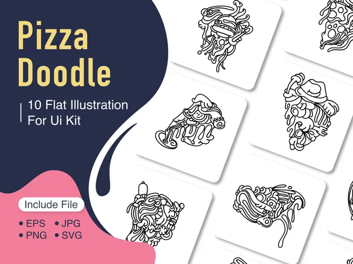Pizza Abstract Doodle Art