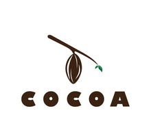 cocoa logo,cocoa bean,cocoa tree,cocoa branches and leaves,chocolate mix on white background,vintage,modern,simple,minimalist icon illustration template design vector