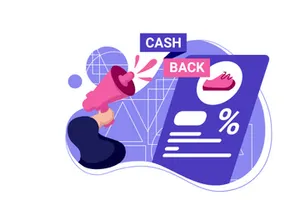 cashback coupon icon flat Illustration for 50% off get vouchers discounts