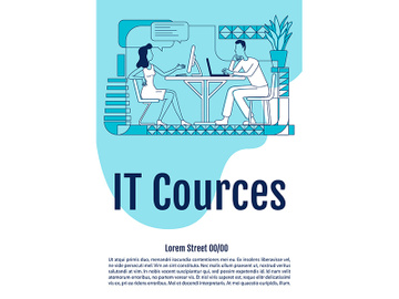 IT courses poster flat silhouette vector template preview picture