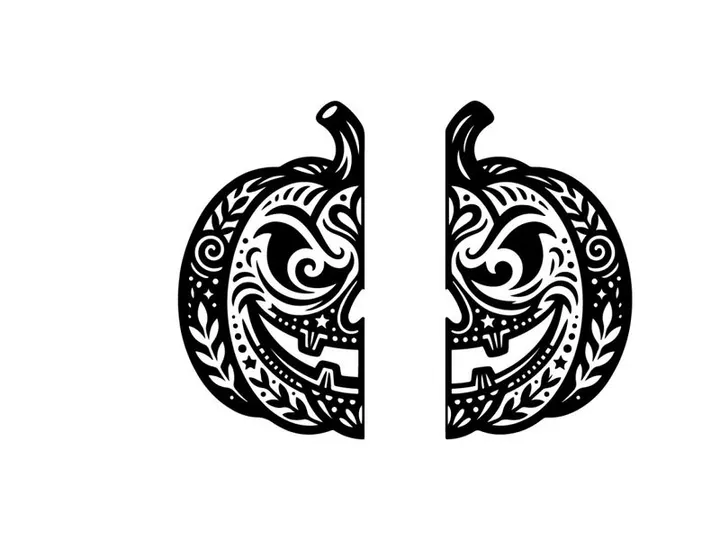 Intricate Halloween Pumpkin Carving with Tribal Design
