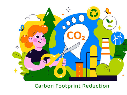 10 Carbon Footprint Reduction Illustration