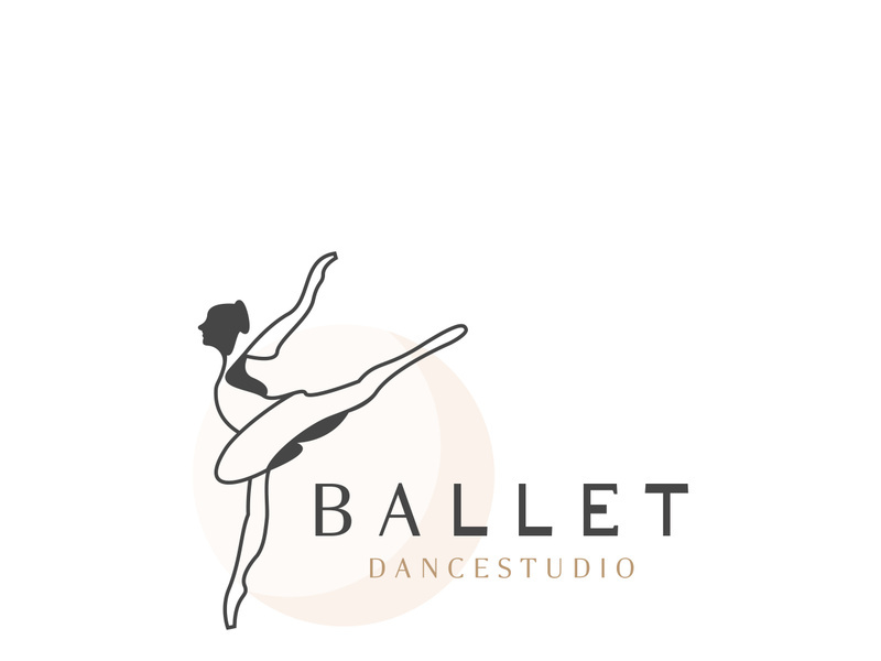 Ballet Dance studio logo design. Silhouette of a girl Dancing class abstract figure illustration