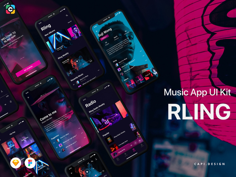  RLING Music App UI Kit Free Version
