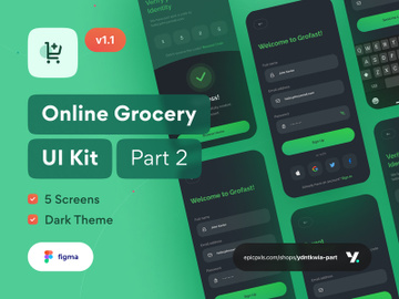 Grofast - Online Grocery App UI Kit Dark Theme Part 2 preview picture