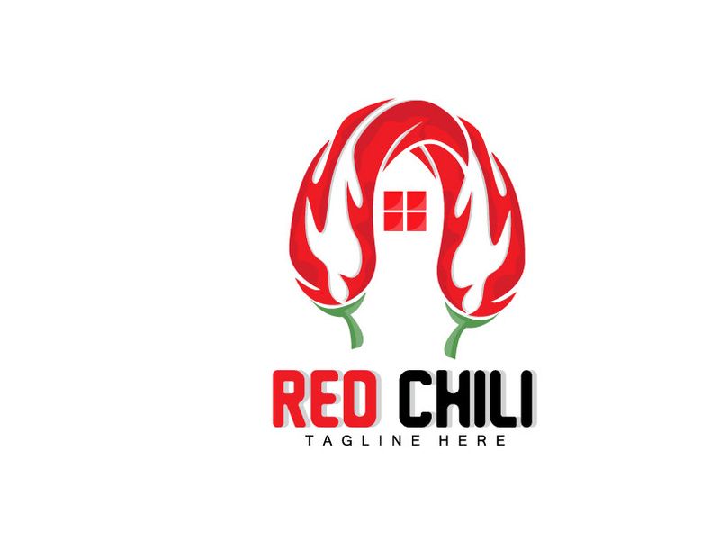 Red Chili Logo, Hot Chili Peppers Vector, Chili Garden House Illustration, Company Product Brand Illustration