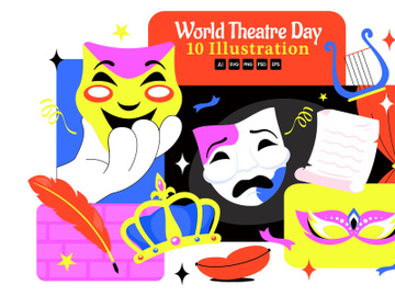 10 World Theatre Day Illustration preview picture