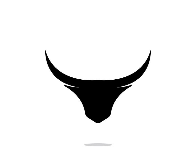 Retro vintage bull head horns logo design.