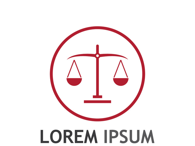 Law firm logo with scales.