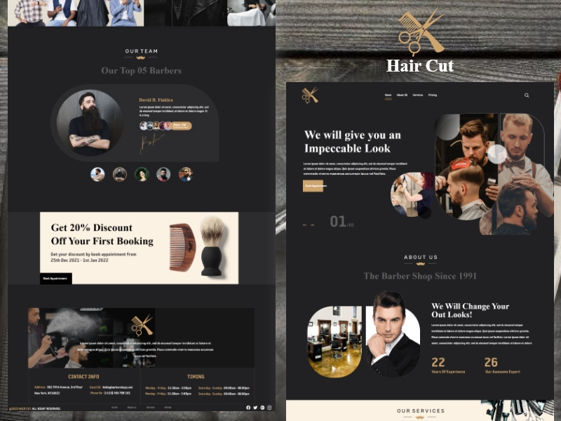 Haircut UI Template - UI Adobe XD