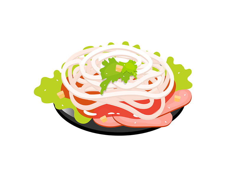Sliced pork with sweet onions color icon