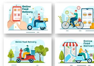 12 Online Food Delivery Illustration