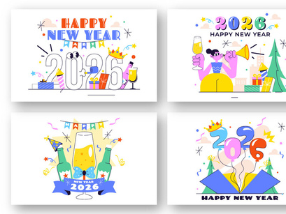 12 Happy New Year 2026 Illustration