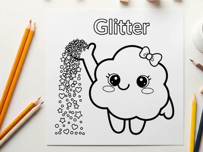 Cute cloud with glitter sparkle smile vector illustration
