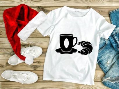 Coffee Cup and Croissant Breakfast Icon