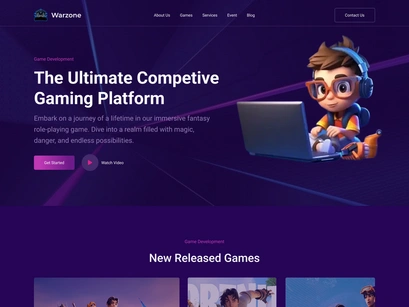 Gaming Website Landing Page Design