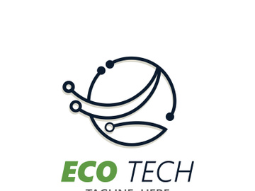 Eco technology business vector design modern. Nature technology logo with leaf and circuit tech minimalist vector illustration preview picture