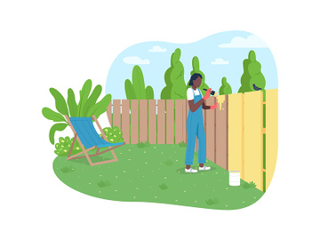 Garden maintenance 2D vector web banner, poster preview picture