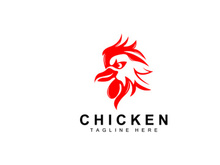 Grilled Chicken Barbecue Logo Design,Chicken Head Vector, Company Brand