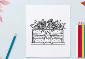 Hand-drawn Christmas nativity scene illustration in cross-shaped niche for festive decor