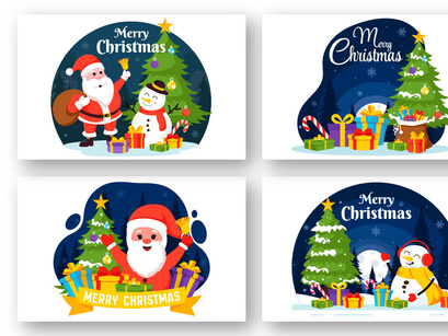 12 Merry Christmas Celebration Illustration