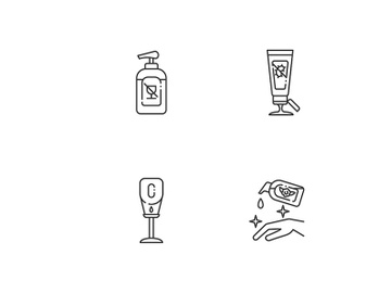 Disinfectant hand sanitizers linear icons set preview picture