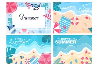 21 Happy Summer Time in Beach Illustration