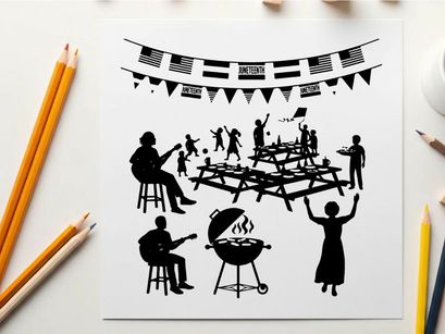 Silhouette of people at an outdoor music festival picnic