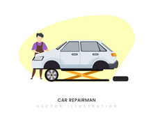 Car Repairman vector illustration