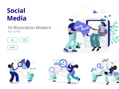 Social Media flat illustration