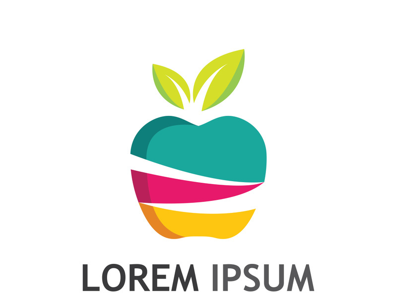 Colorful apple fruit logo design.