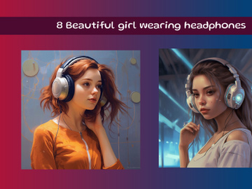 Vintage style with girl wearing headphones preview picture