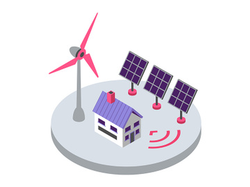 Renewable energy isometric color vector illustration preview picture