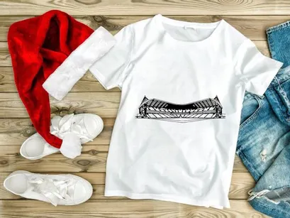 Architectural drawing of a large building with unique roof design