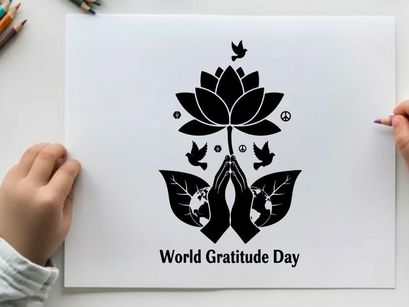 ilustração vetorial de lótus paz dia da gratidão mundial