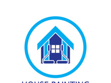 logo icon illustration house paint with a blend of brushes and rollers for house wall paint design, minimalist house, painting, interior, building, property business, wallpaper, vector concept