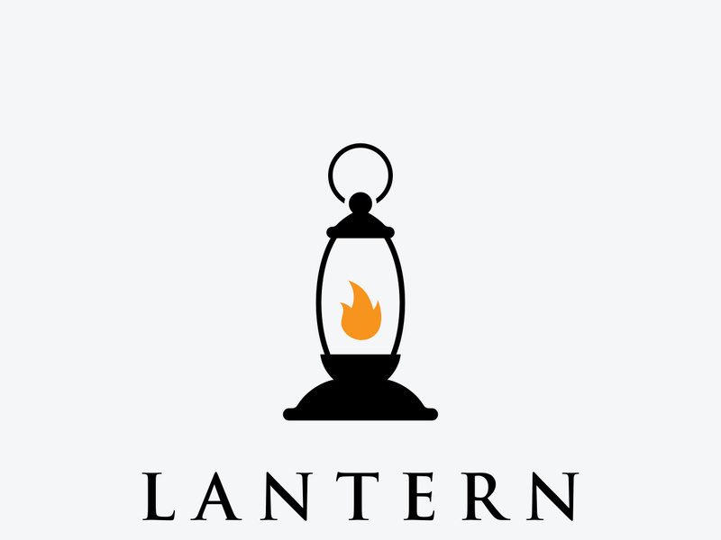 Lantern lamp logo, street lamp,vintage fire lantern.Logo for business, restaurant.