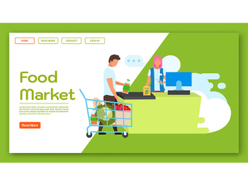 Food market landing page vector template preview picture