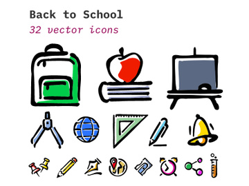 Back to school icon set preview picture